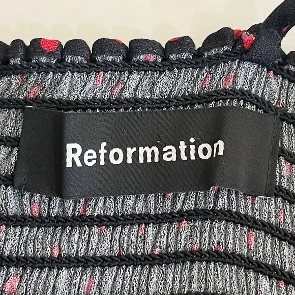 Reformation Talita Midi Dress Navy Blue and Red Tie Shoulders - Picture 13 of 15